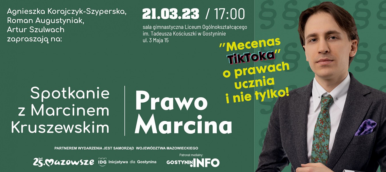 To już dziś! Spotkanie z twórcą największego prawniczego kanału w polskim internecie Marcinem Kruszewskim